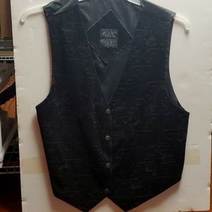 Vintage Black Leather Western Vest